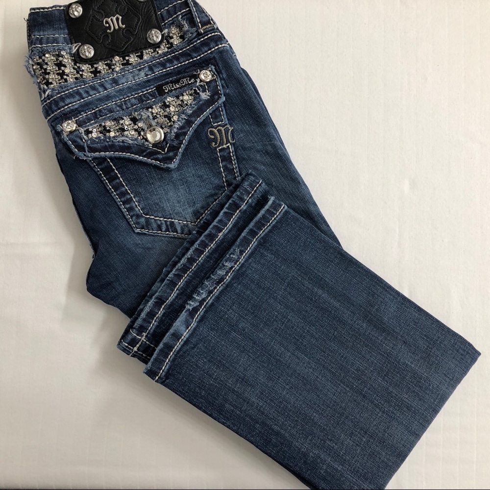 Miss Me Houndstooth Bootcut Jeans Size 25